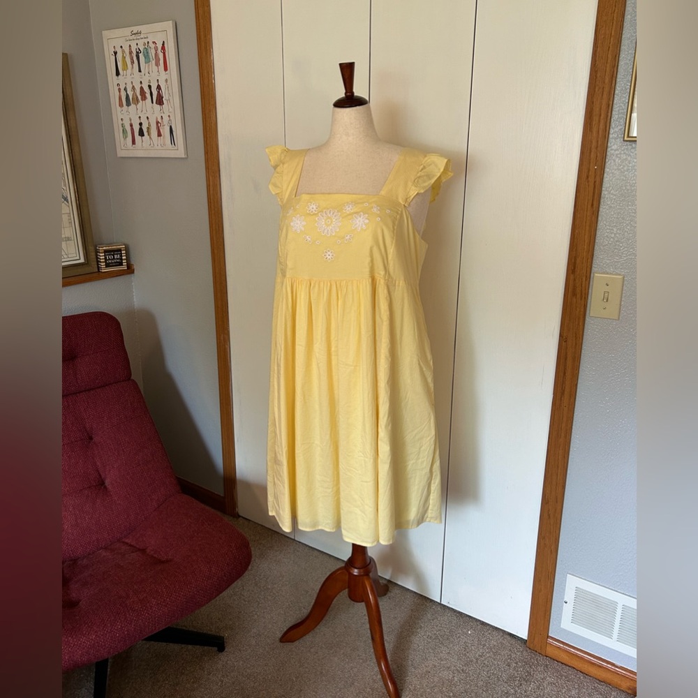 Draper James Babydoll Dress in Yellow Stripe